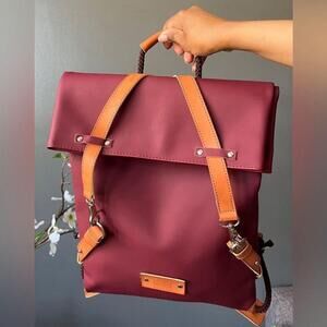 Elegant Burgundy and Tan Women's Backpack